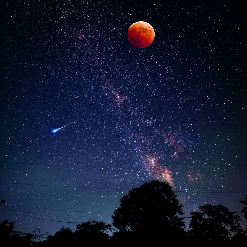 Shooting Star and the Moon