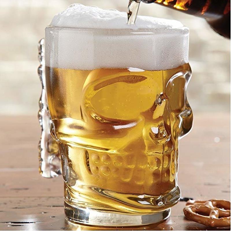 Skull Face Beer Glass Mug with Handle