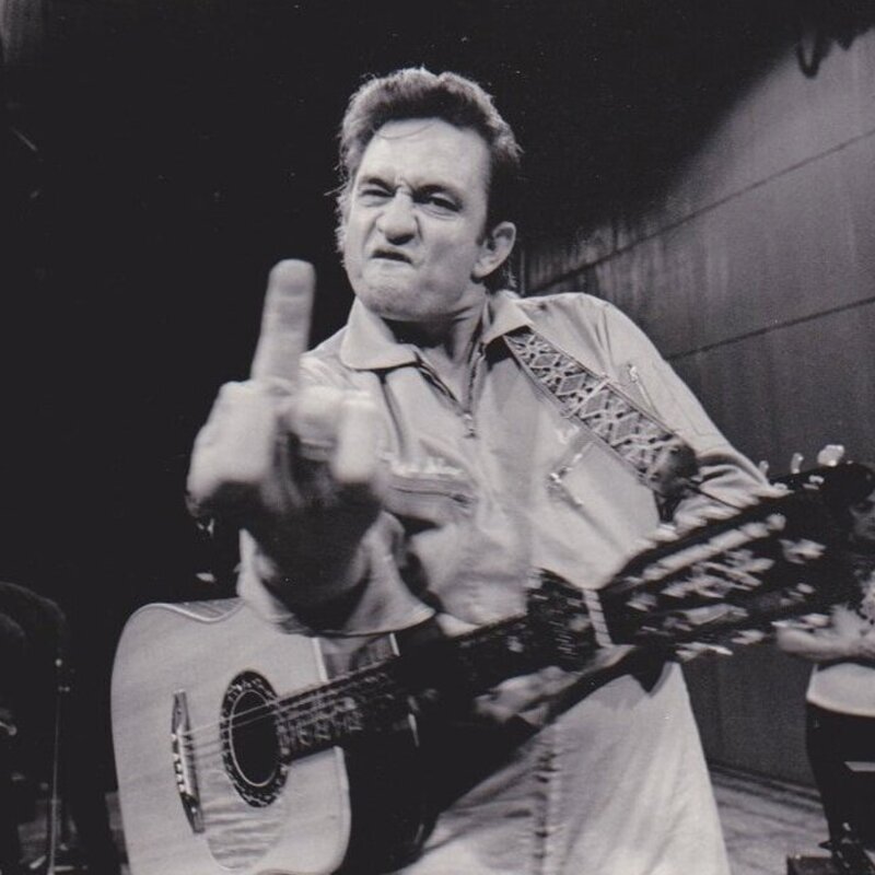 Johnny Cash flipping the bird