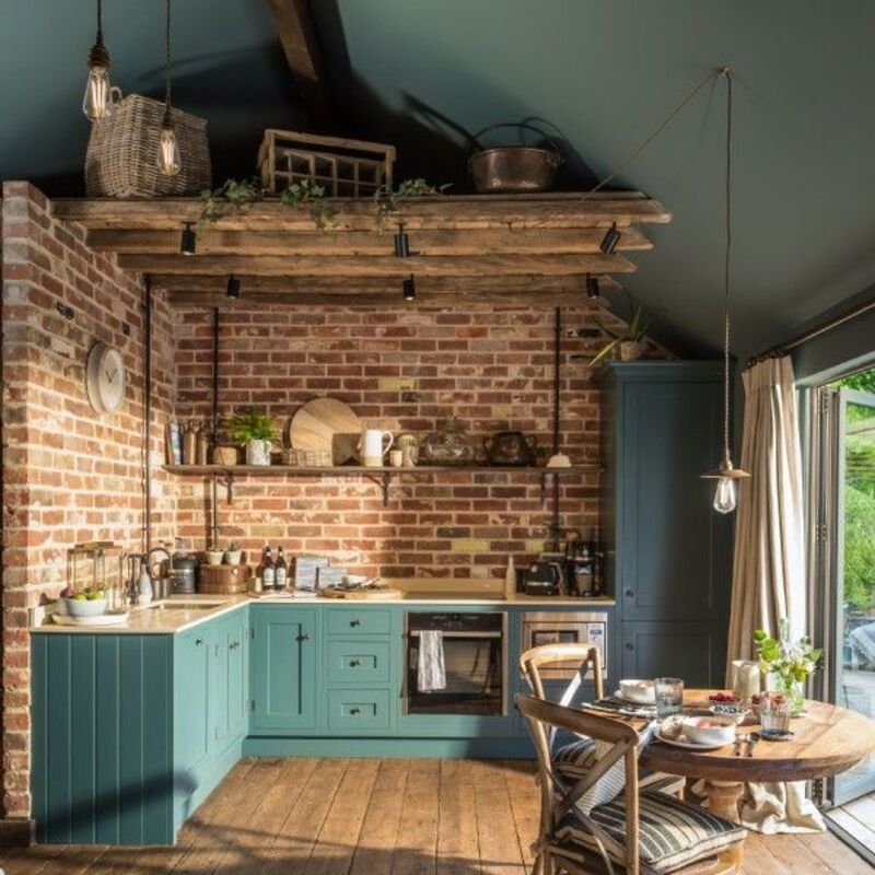 Kitchen with bricks wall